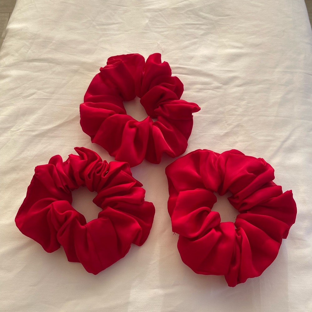 Set of Three Red Scrunchies